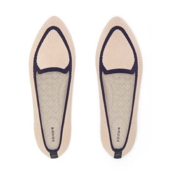 BIRDIES Blackbird Washable Knit Flats Eggshell & Navy - Picture 4 of 9